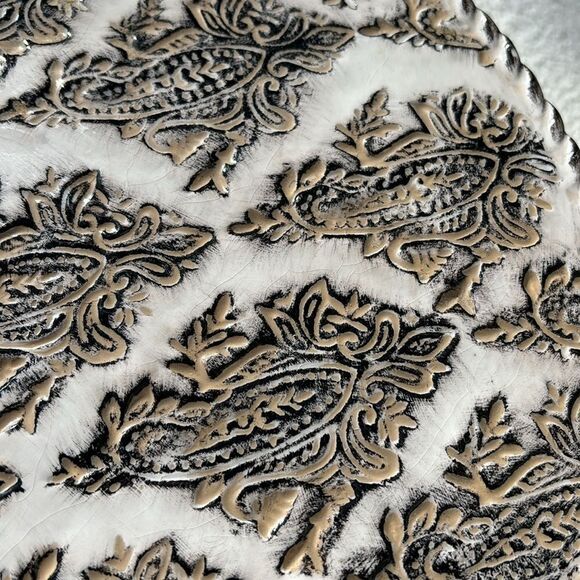 Vintage Cake Stand Studio B By Magenta Bloomingdales Glazed Pottery 12.5” X 6.5” - Picture 4 of 8